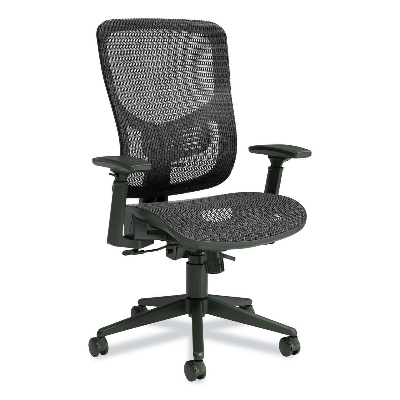 Union & Scale FlexFit Kroy Mesh Task Chair, Supports Up to 275 lbs, 18.9 to 22.76" Seat Height, Black Seat, Black Back, Black Base